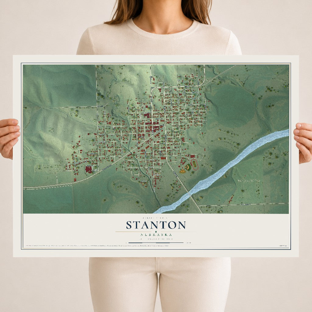 Map of Stanton, Nebraska, 18 x 24 inch unframed archival matte print