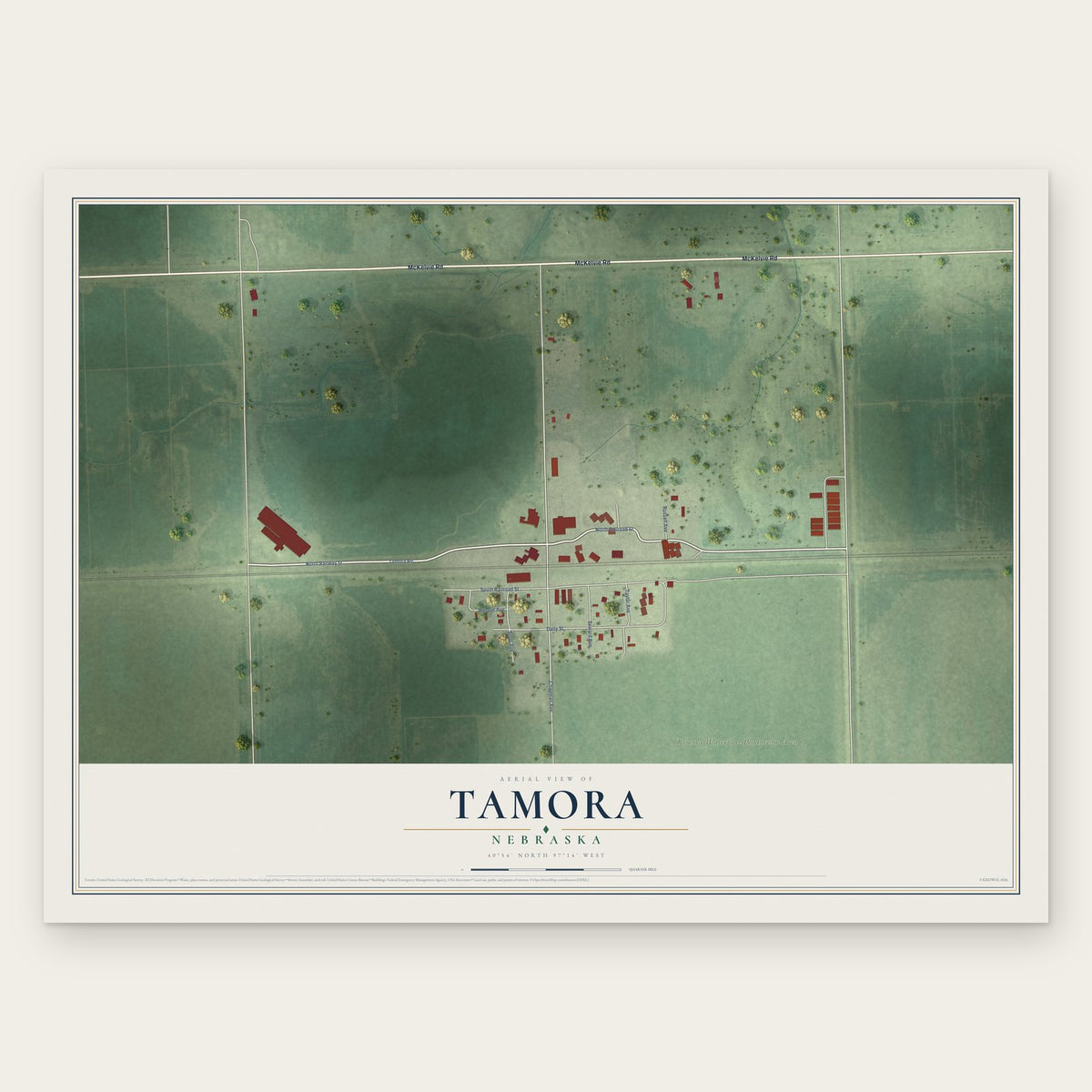 Tamora, Nebraska map print, the full design