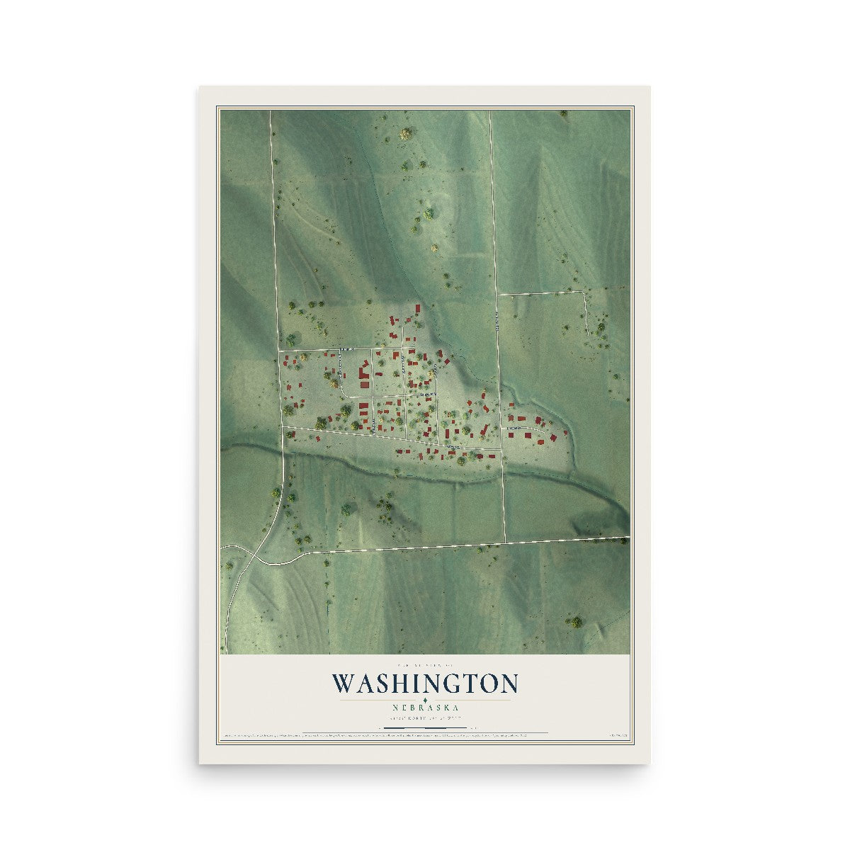 Map of Washington, Nebraska, 12 x 18 inch unframed archival matte print