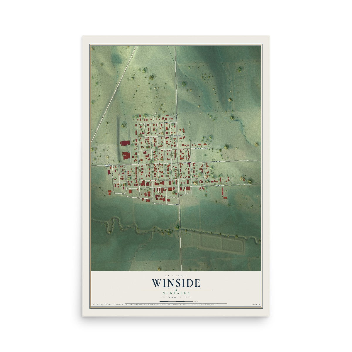 Map of Winside, Nebraska, 12 x 18 inch unframed archival matte print