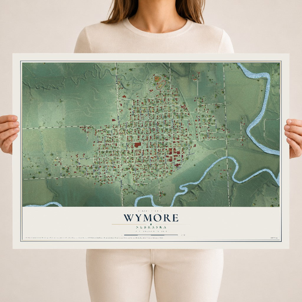 Map of Wymore, Nebraska, 18 x 24 inch unframed archival matte print