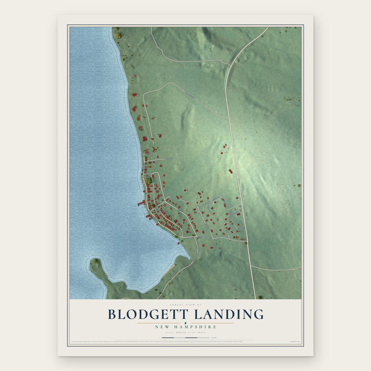 Blodgett Landing, New Hampshire map print, the full design