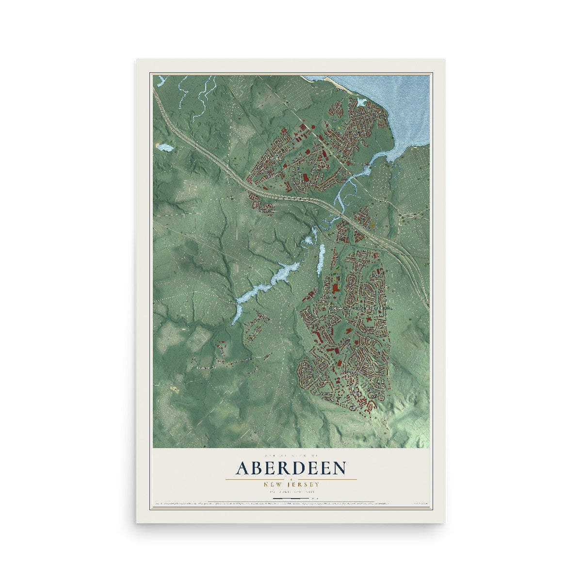 Aberdeen, New Jersey map print, 12" x 18" Archival Matte Print mockup