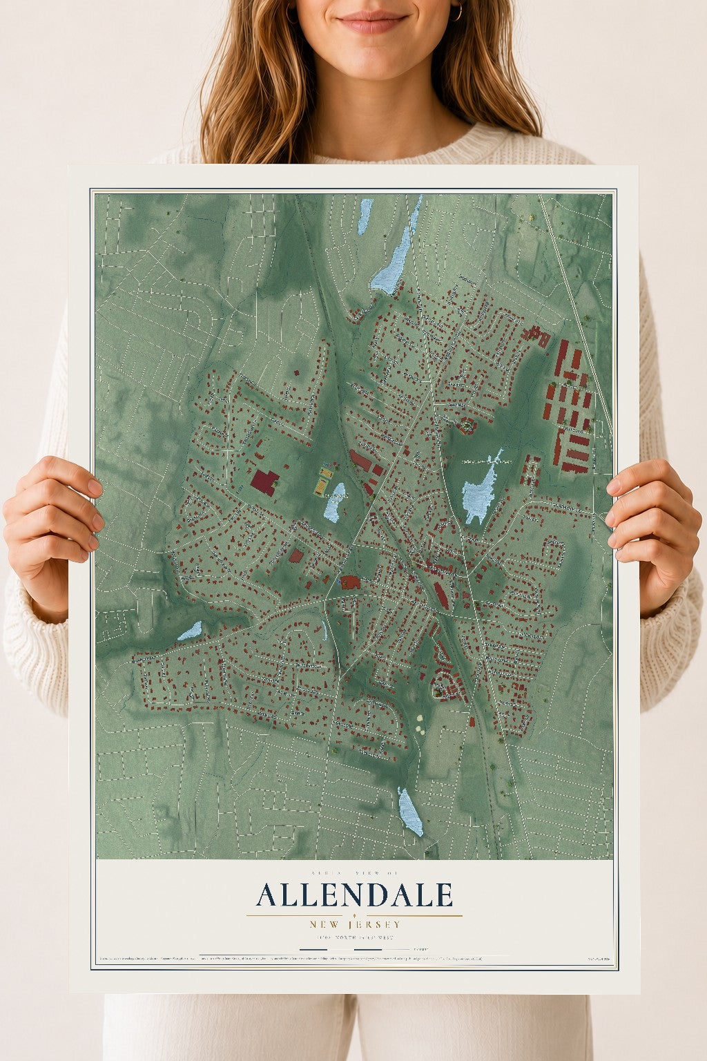 Allendale, New Jersey map print, 18" x 24" Archival Matte Print mockup