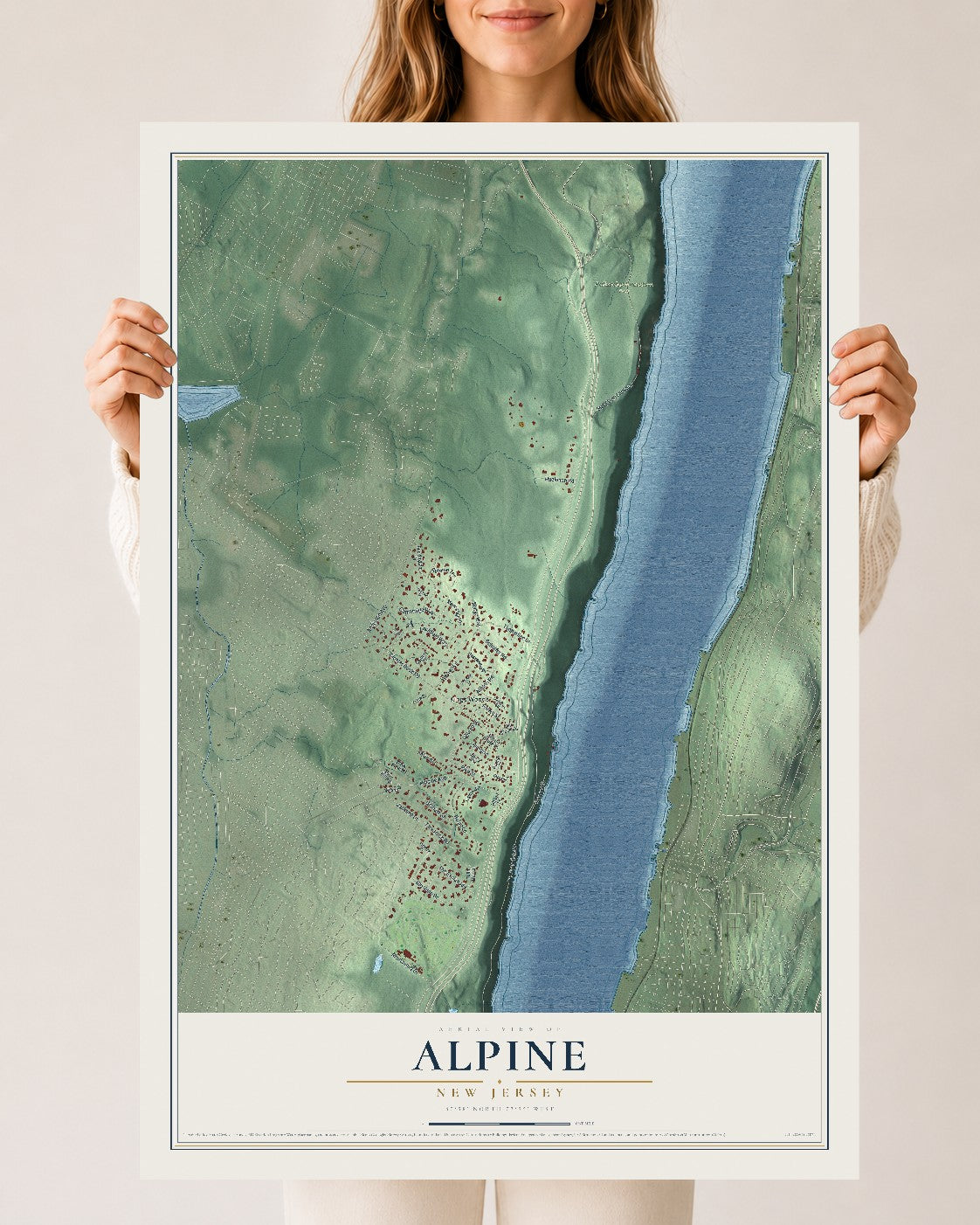 Alpine, New Jersey map print, 24" x 36" Archival Matte Print mockup