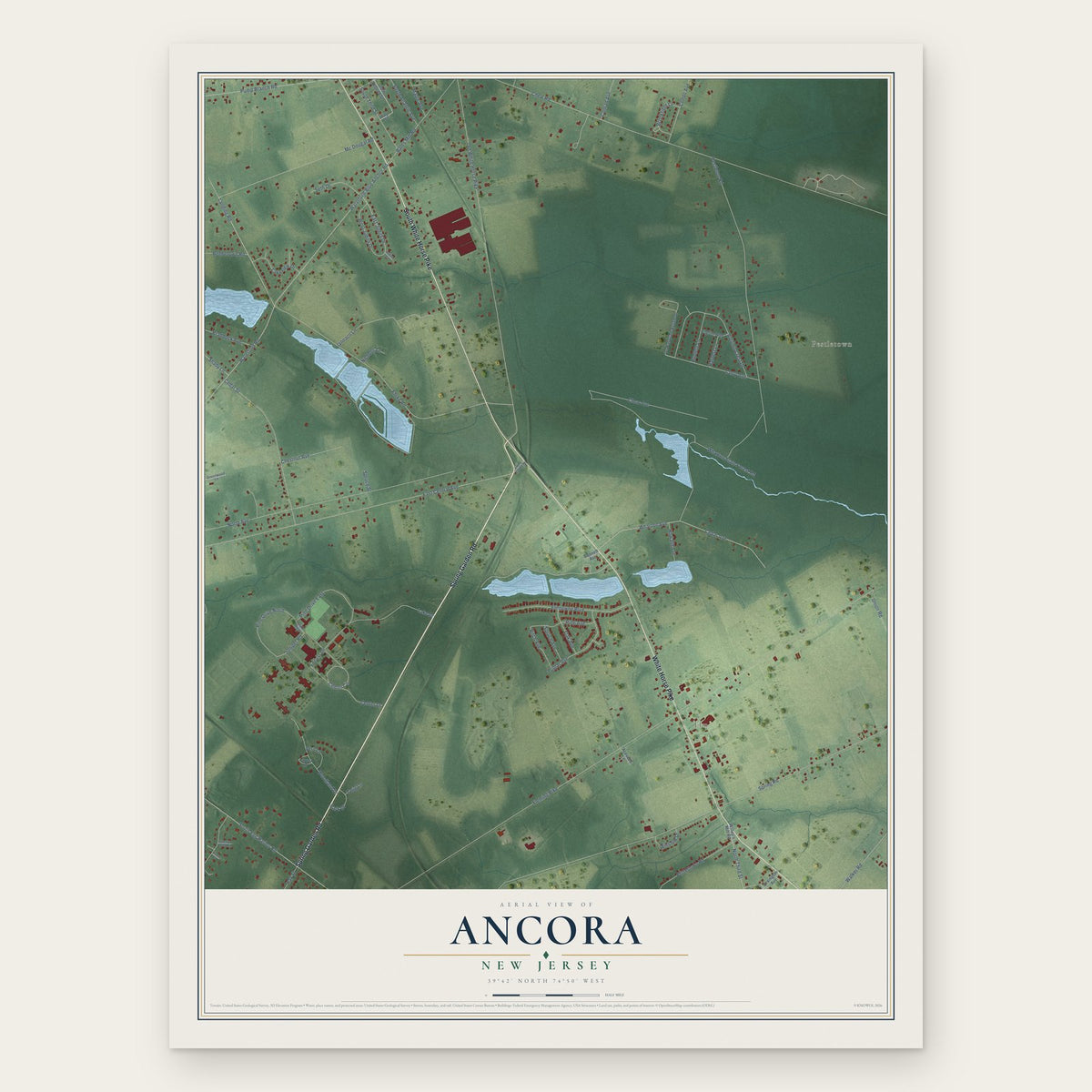 Ancora, New Jersey map print, the full design