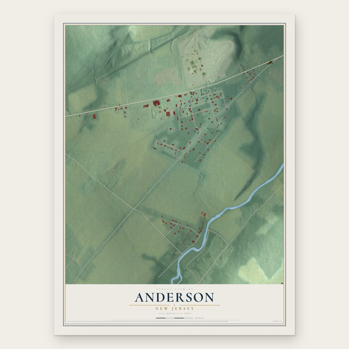 Anderson, New Jersey map print, the full design