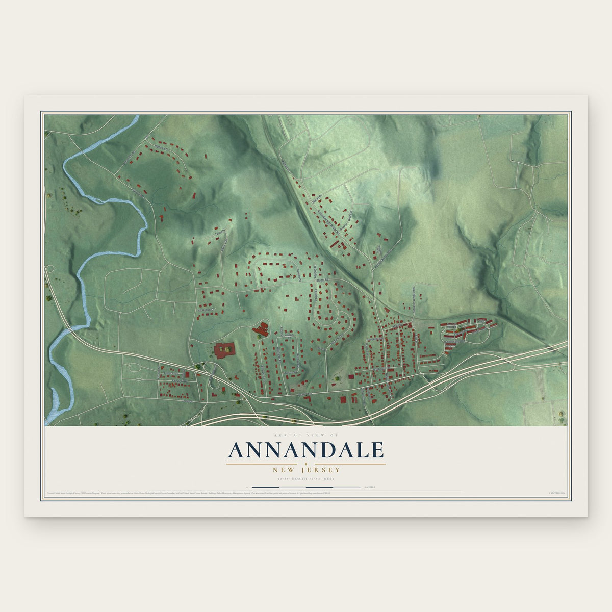 Annandale, New Jersey map print, the full design