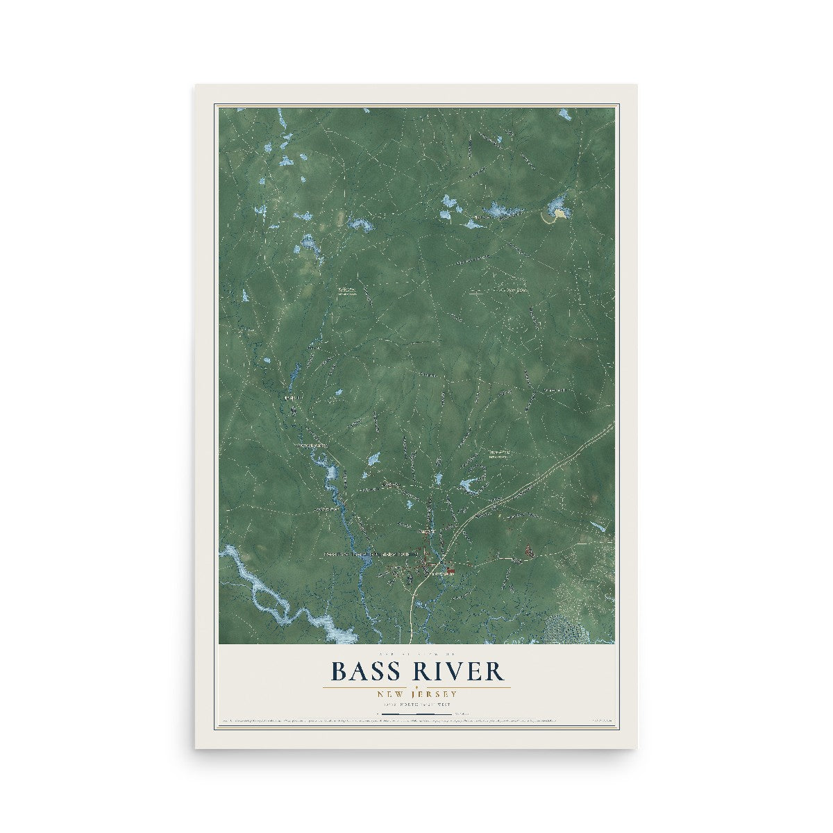 Bass River, New Jersey map print, 12" x 18" Archival Matte Print mockup