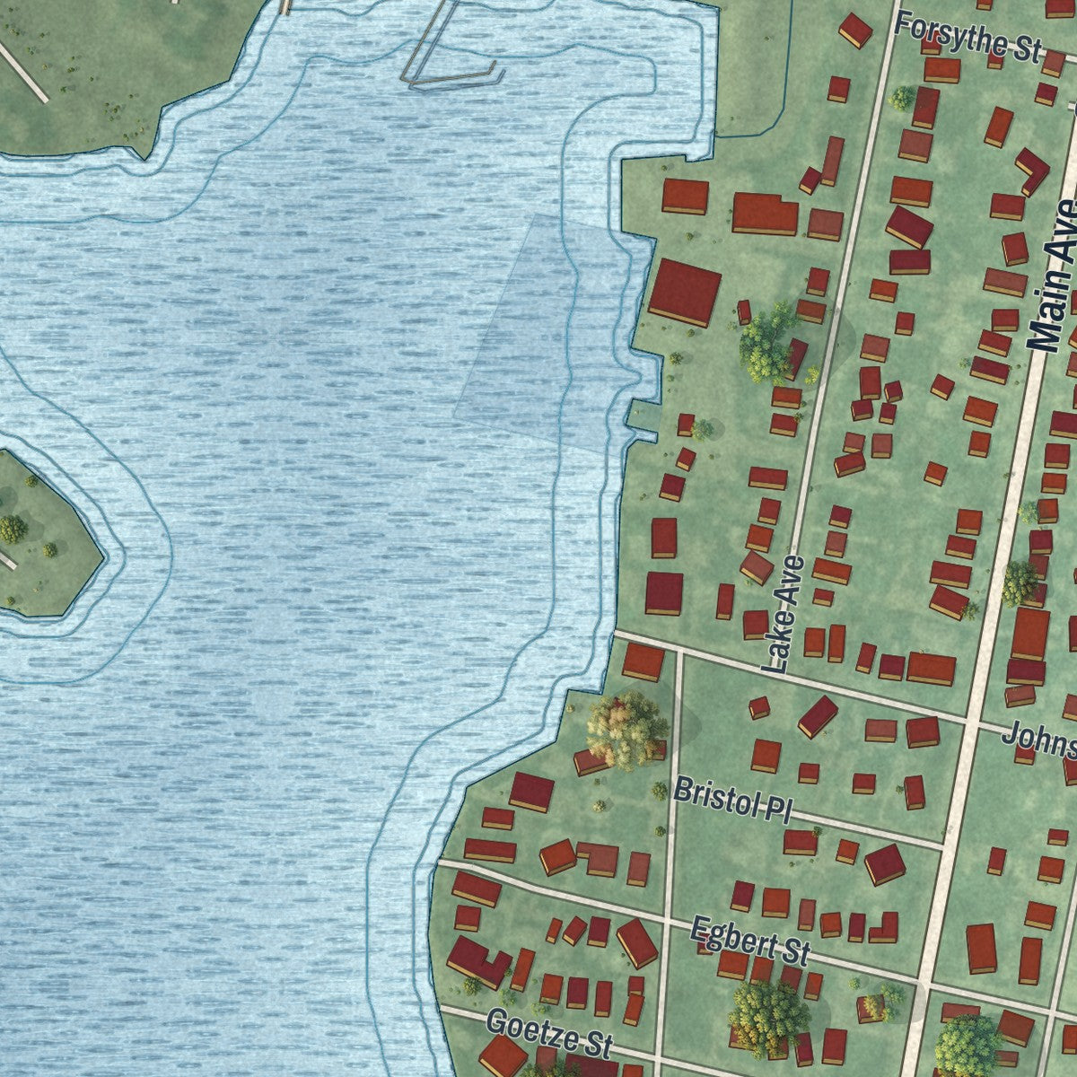 Close-up 2 of the Bay Head, New Jersey map artwork