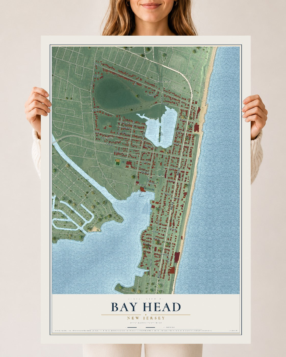 Bay Head, New Jersey map print, 24" x 36" Archival Matte Print mockup
