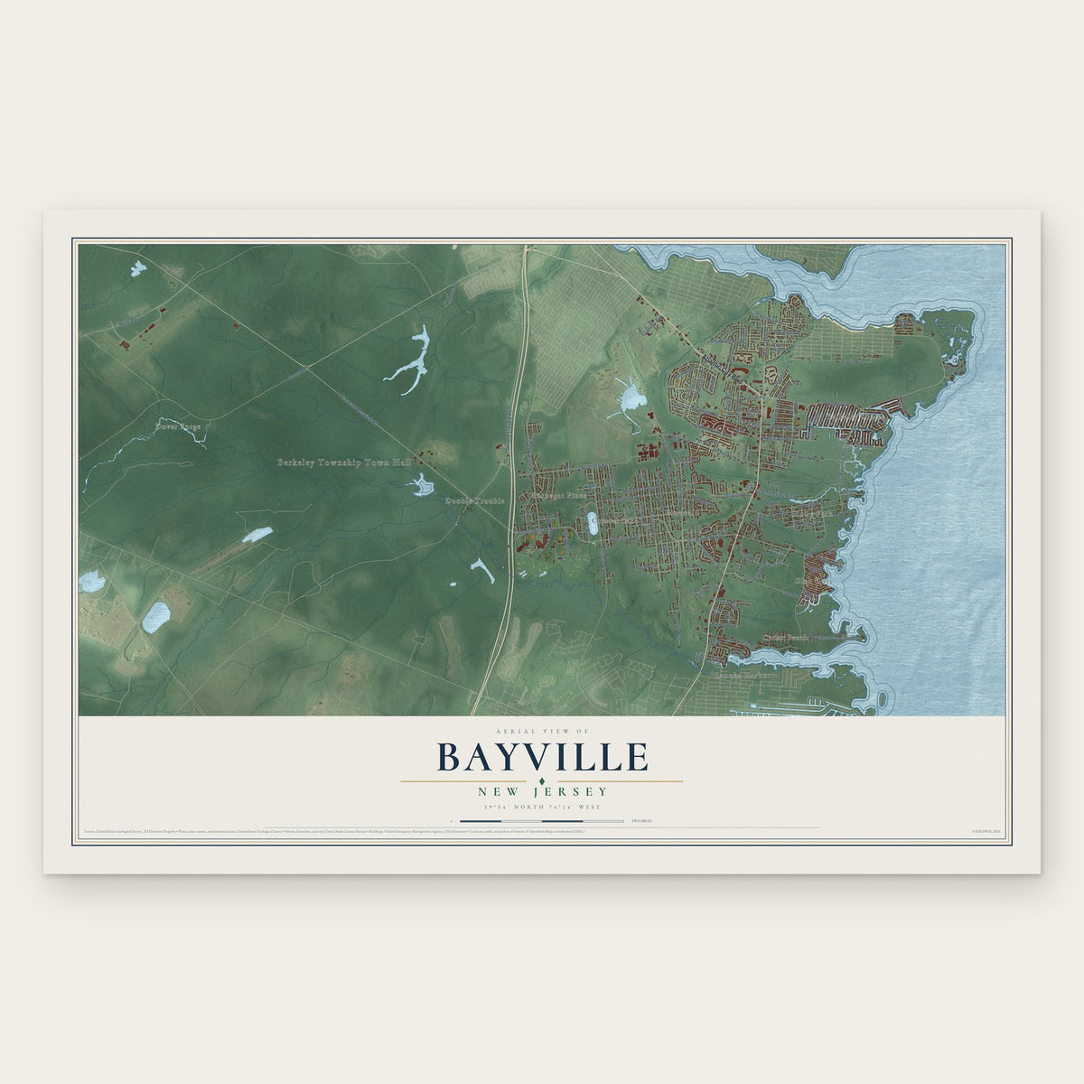 Bayville, New Jersey map print, the full design