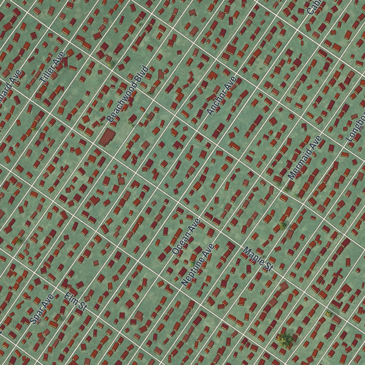Close-up 1 of the Beachwood, New Jersey map artwork