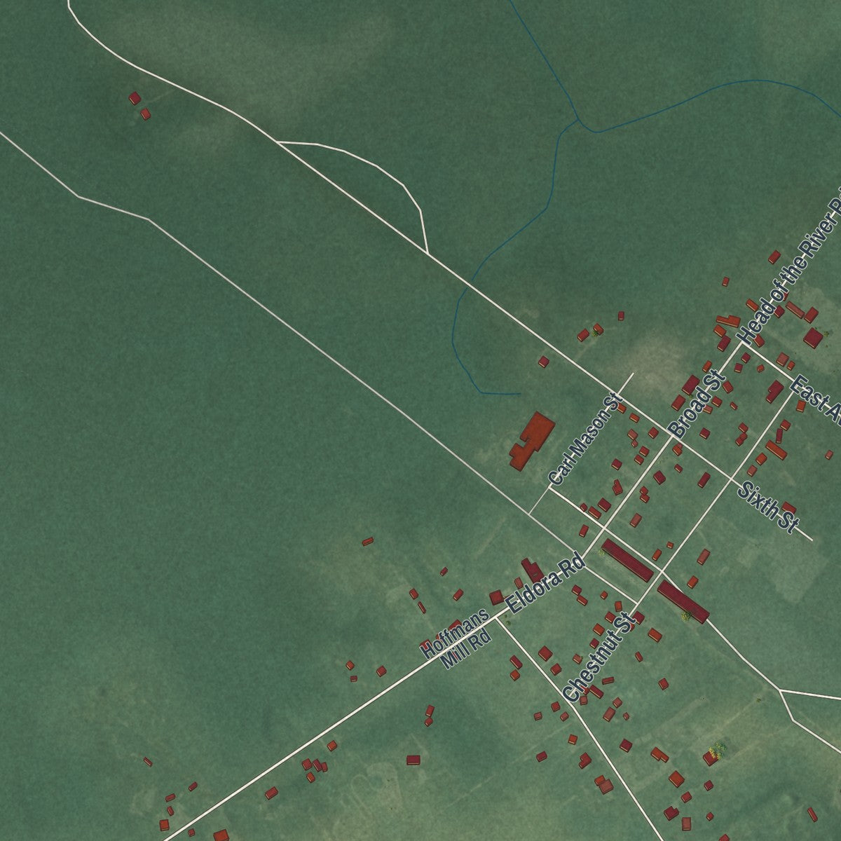 Close-up of the map of Belleplain, New Jersey print showing street and building detail