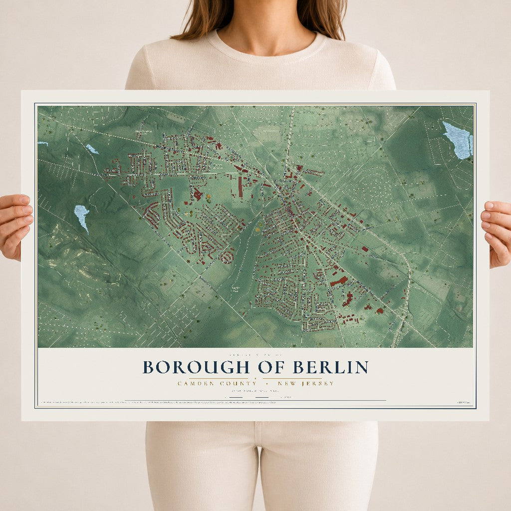 Borough of Berlin, New Jersey map print, 18" x 24" Archival Matte Print mockup