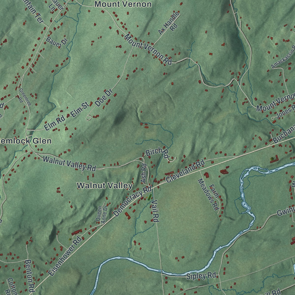 Close-up 2 of the Blairstown, New Jersey map artwork