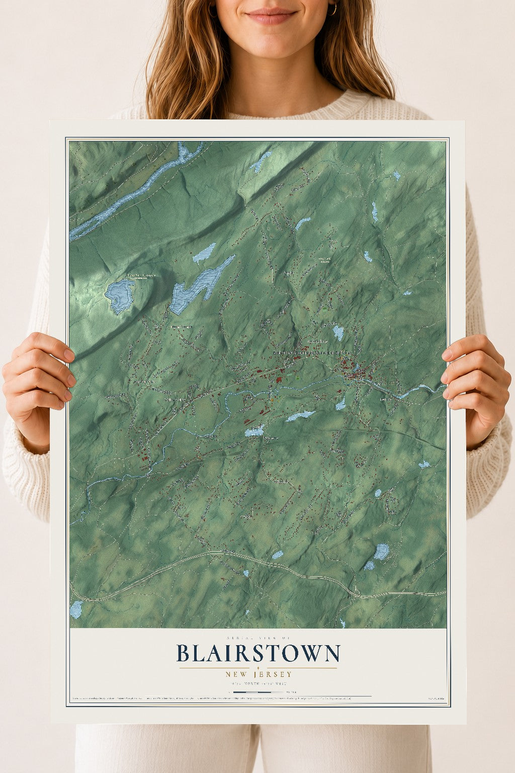 Blairstown, New Jersey map print, 18" x 24" Archival Matte Print mockup