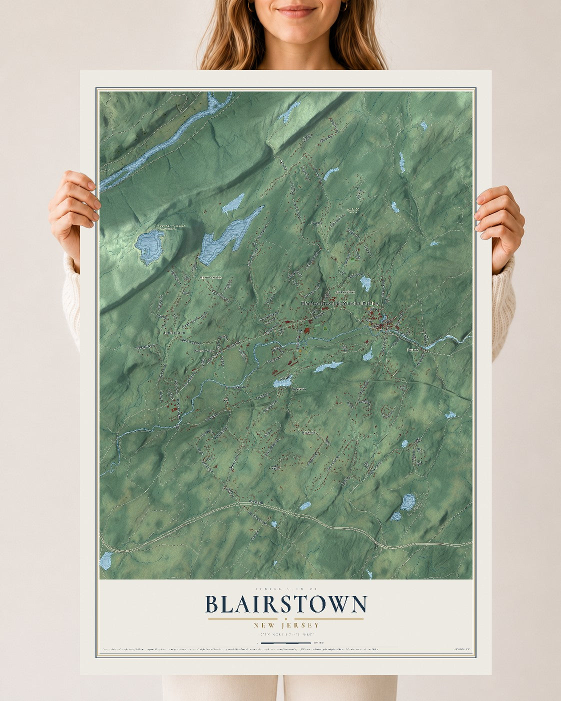 Blairstown, New Jersey map print, 24" x 36" Archival Matte Print mockup