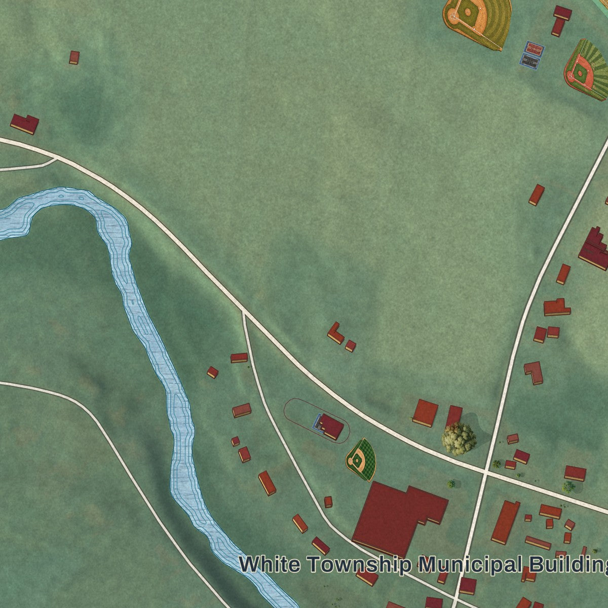 Close-up of the map of Bridgeville, New Jersey print showing street and building detail