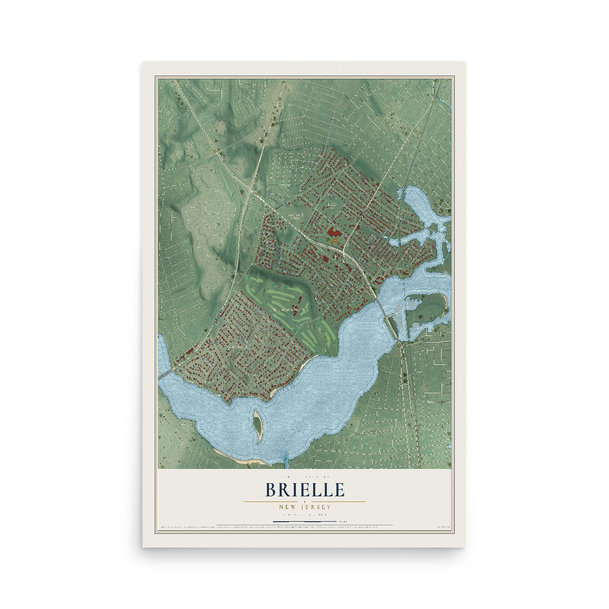 Brielle, New Jersey map print, 12" x 18" Archival Matte Print mockup