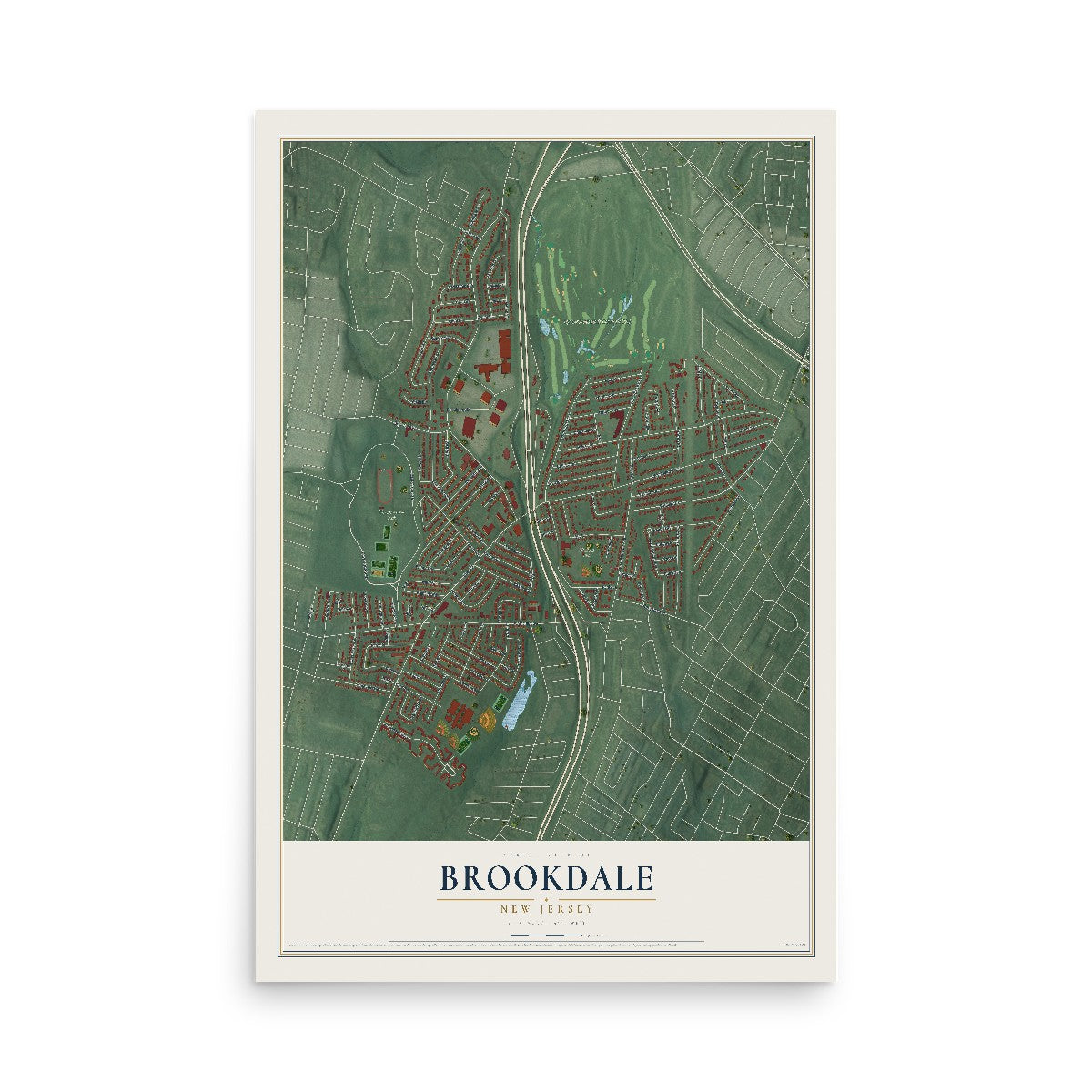 Map of Brookdale, New Jersey, 12 x 18 inch unframed archival matte print