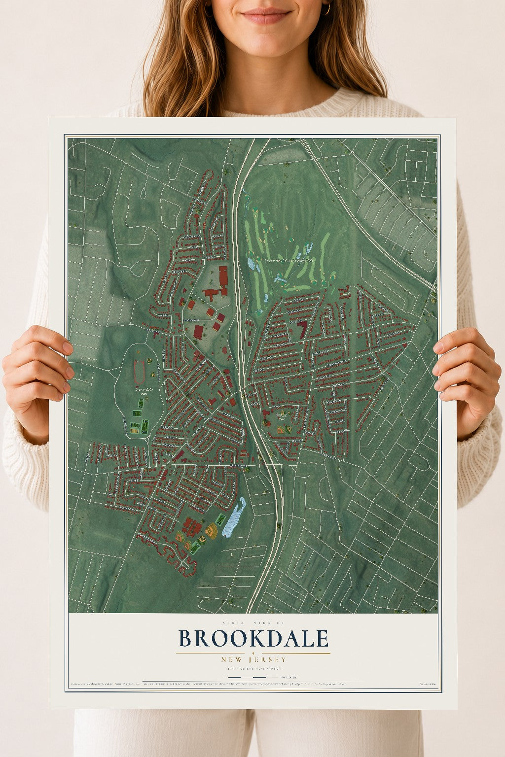 Map of Brookdale, New Jersey, 18 x 24 inch unframed archival matte print