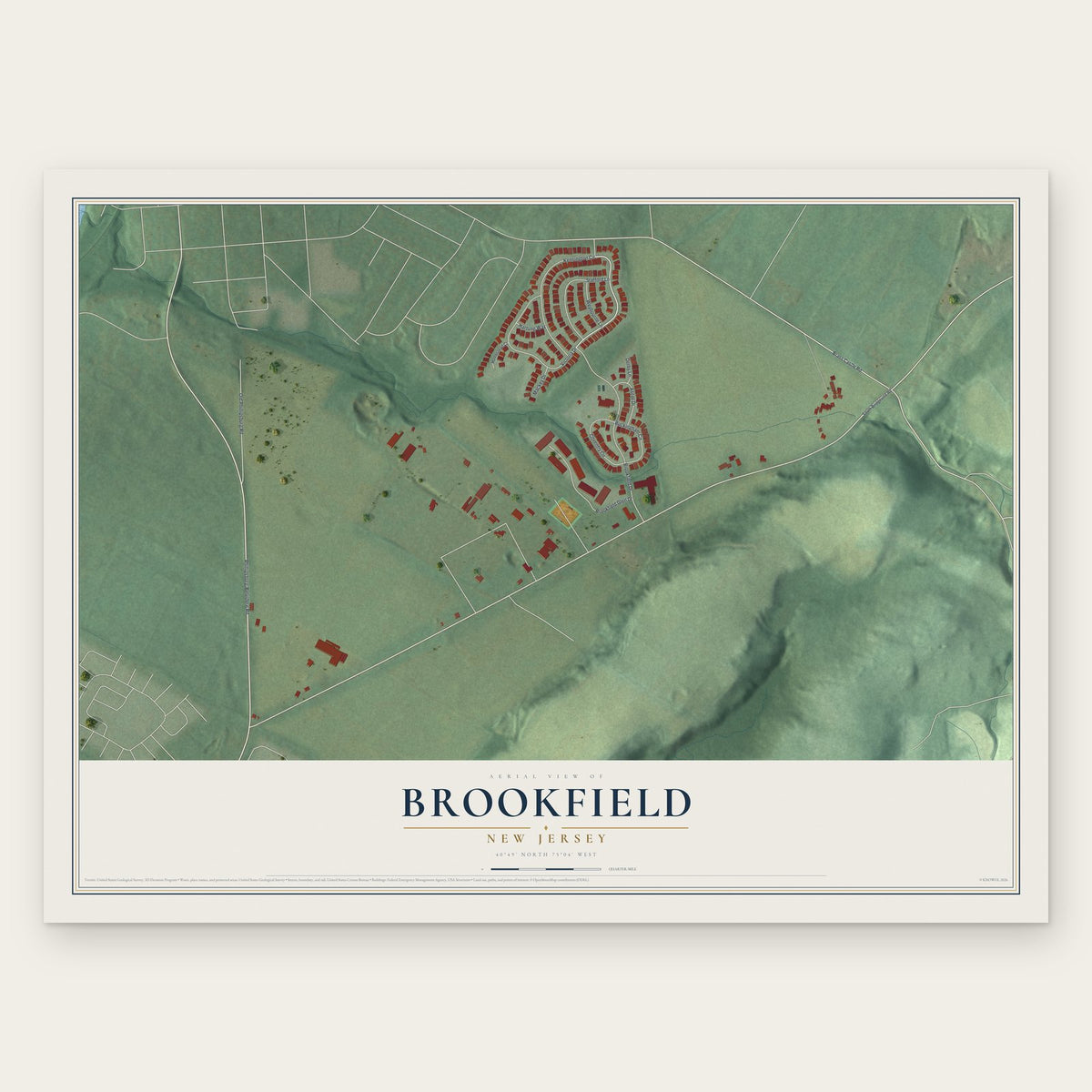 Brookfield, New Jersey map print, the full design