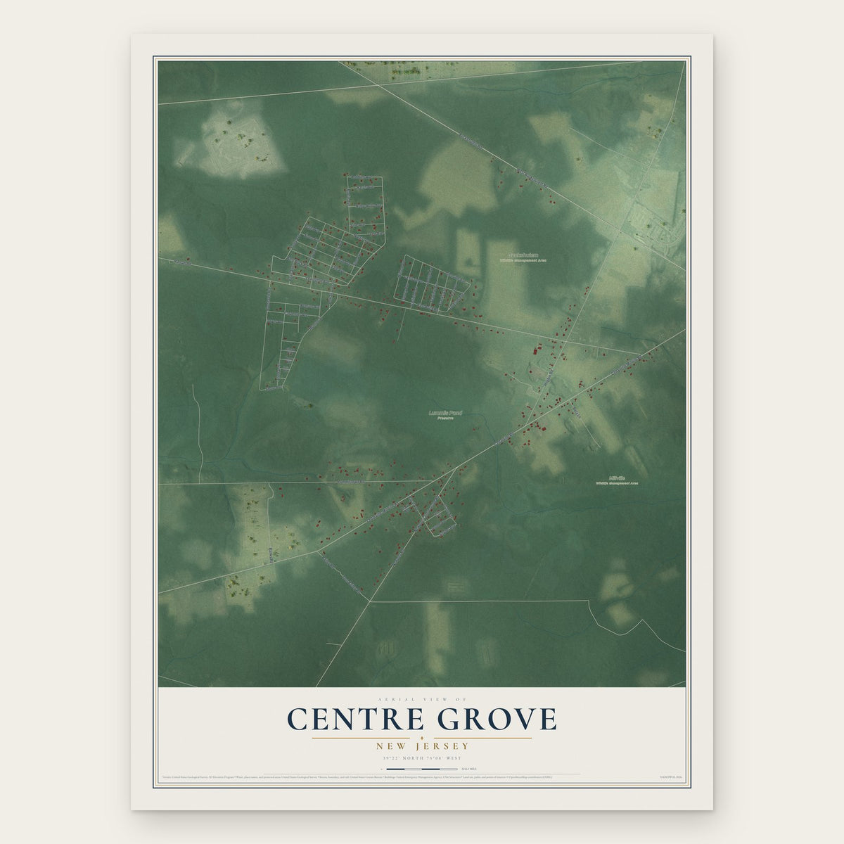 Centre Grove, New Jersey map print, the full design
