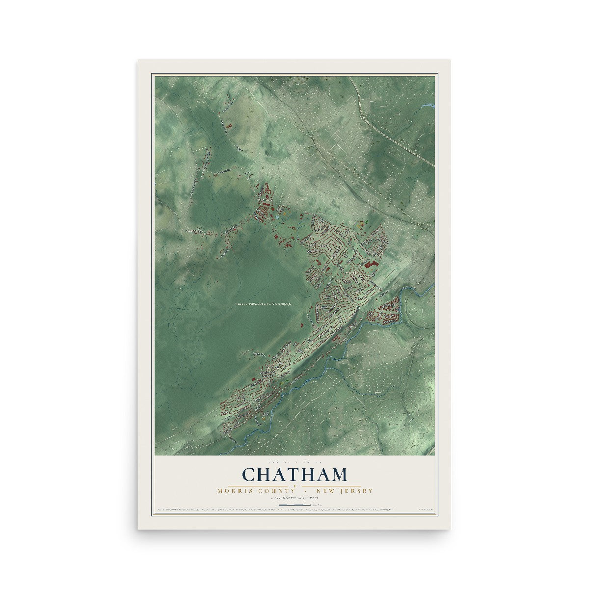 Chatham, New Jersey map print, 12" x 18" Archival Matte Print mockup