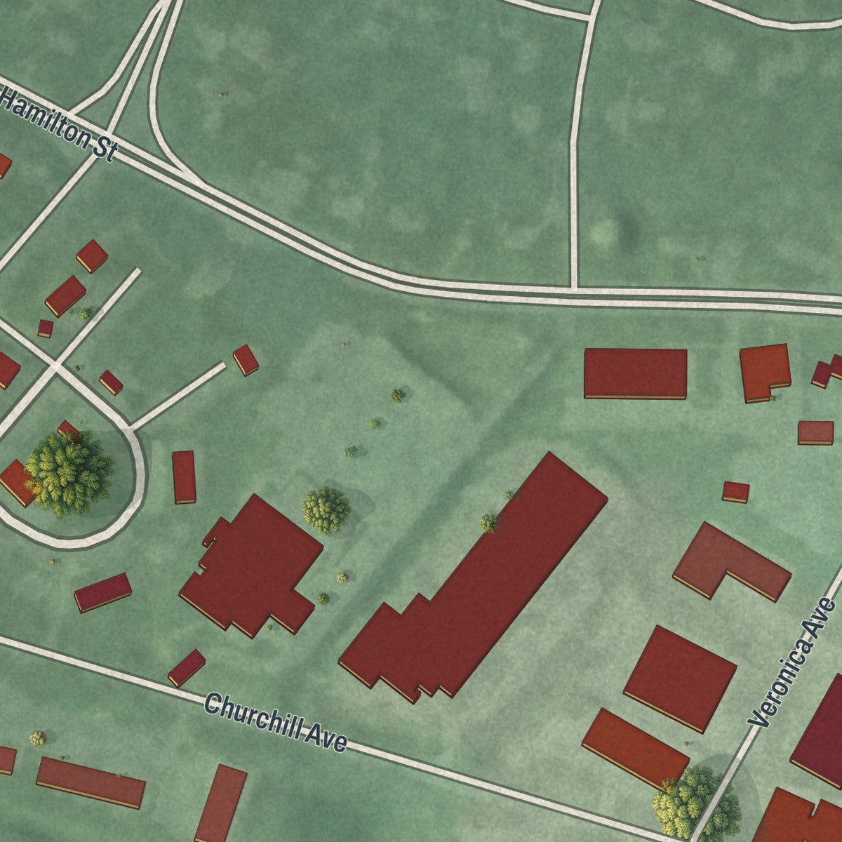Close-up of the map of Clyde, New Jersey print showing street and building detail
