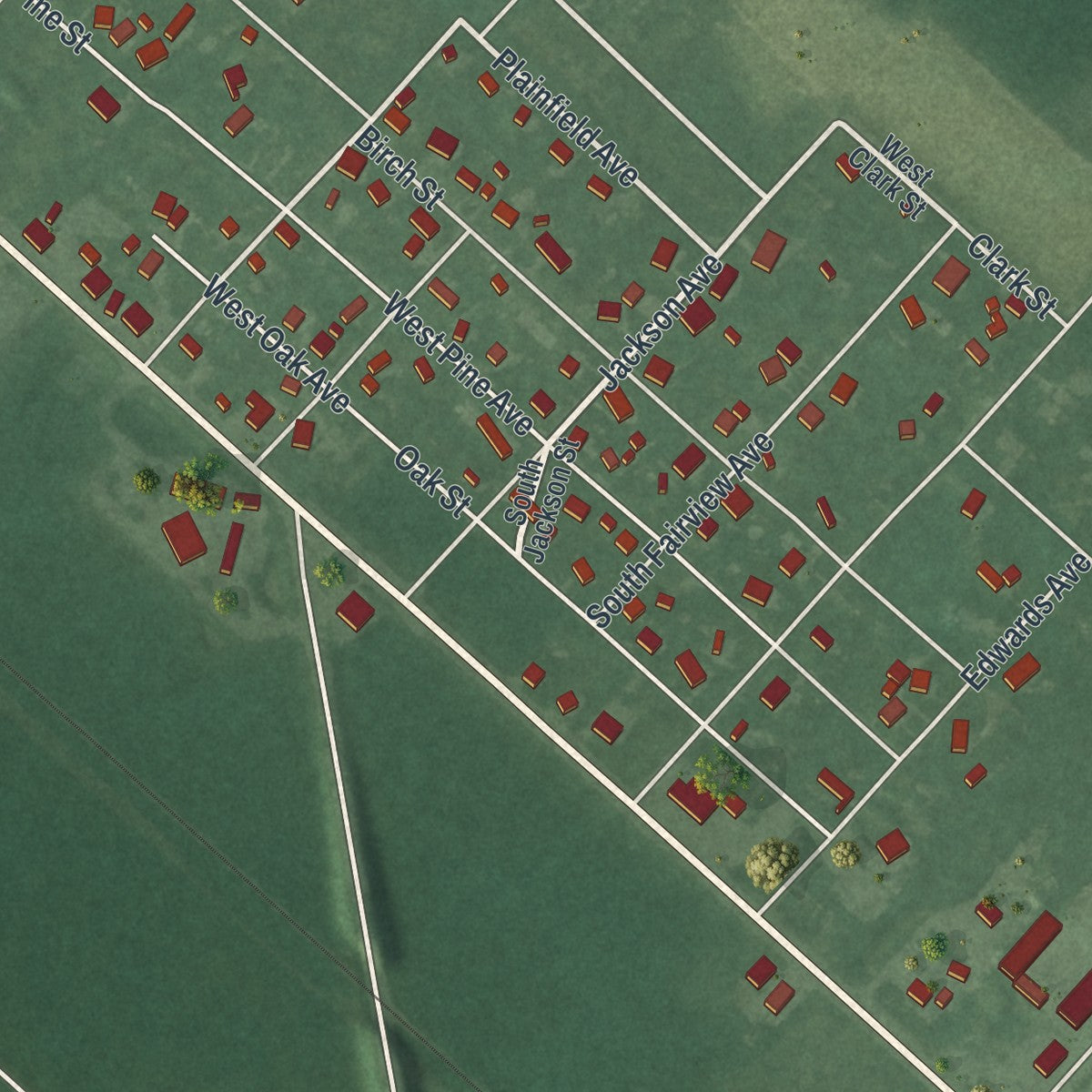 Close-up of the map of Cologne, New Jersey print showing street and building detail