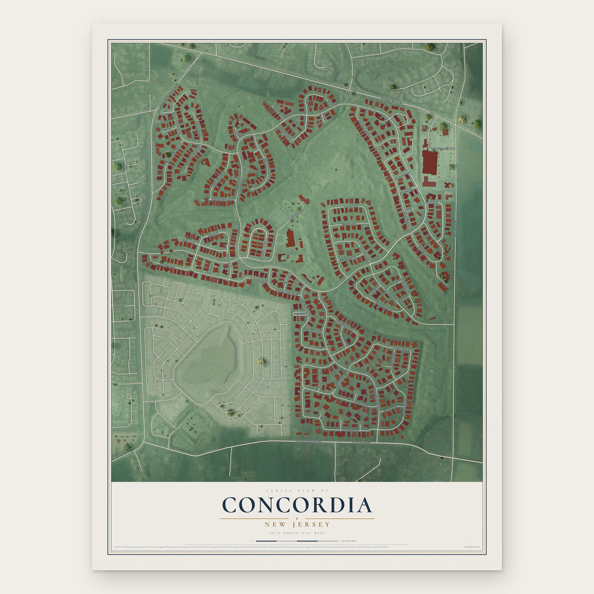 Concordia, New Jersey map print, the full design