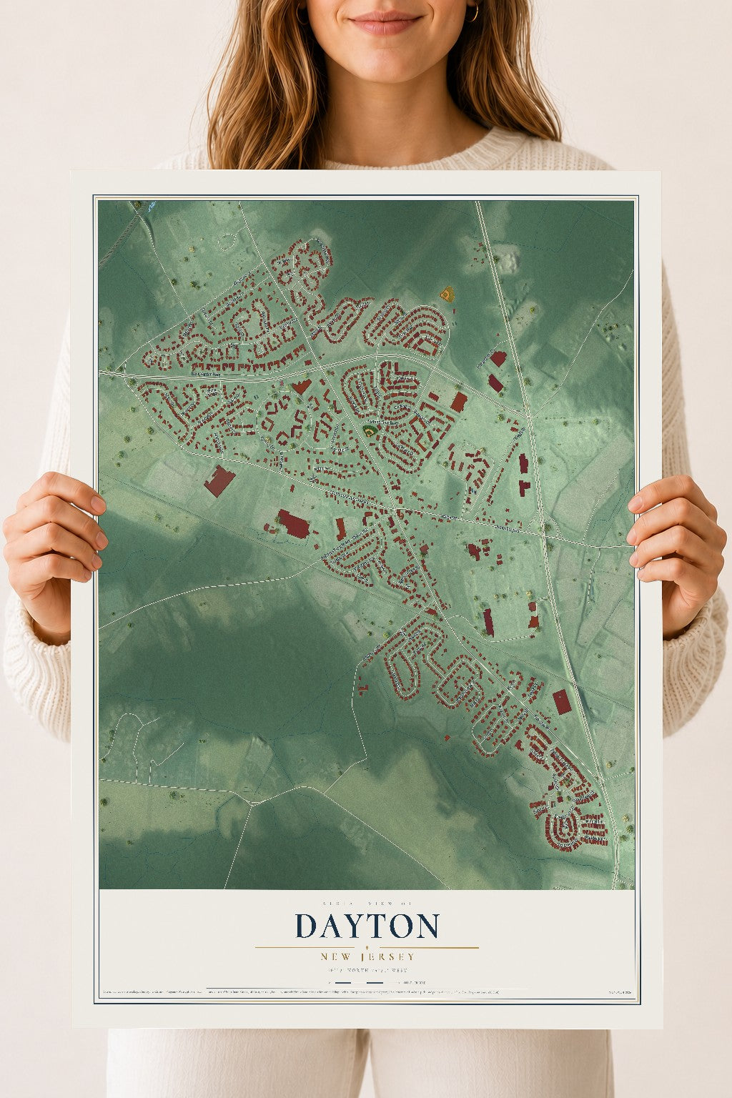 Dayton, New Jersey map print, 18" x 24" Archival Matte Print mockup