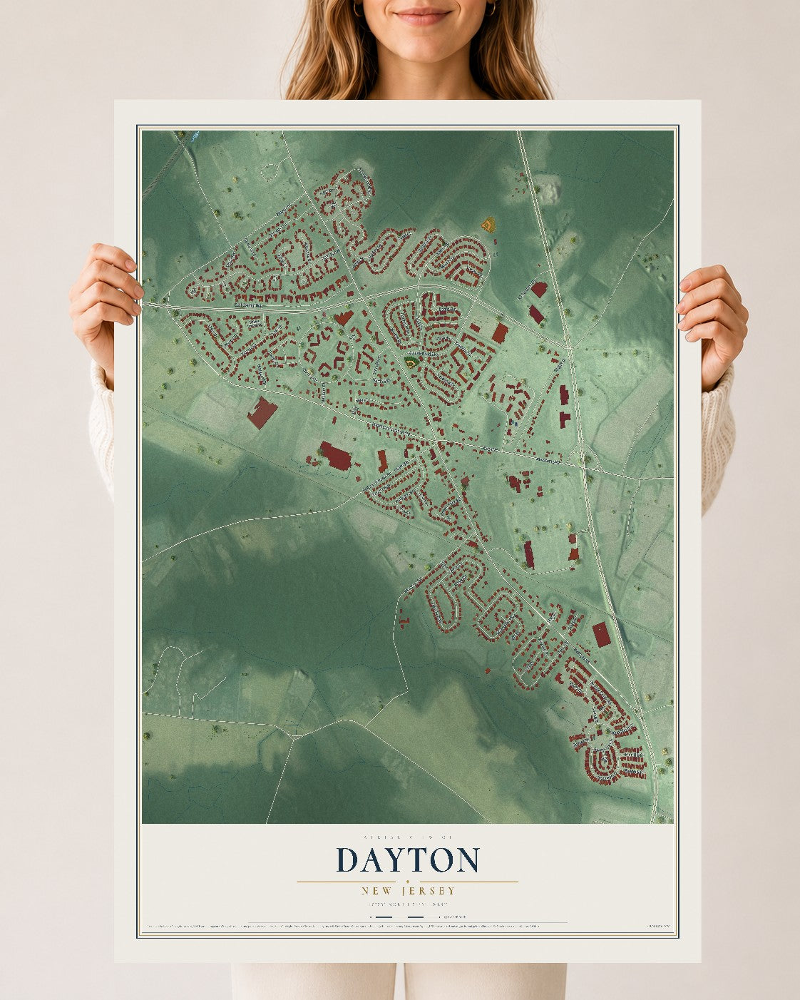 Dayton, New Jersey map print, 24" x 36" Archival Matte Print mockup