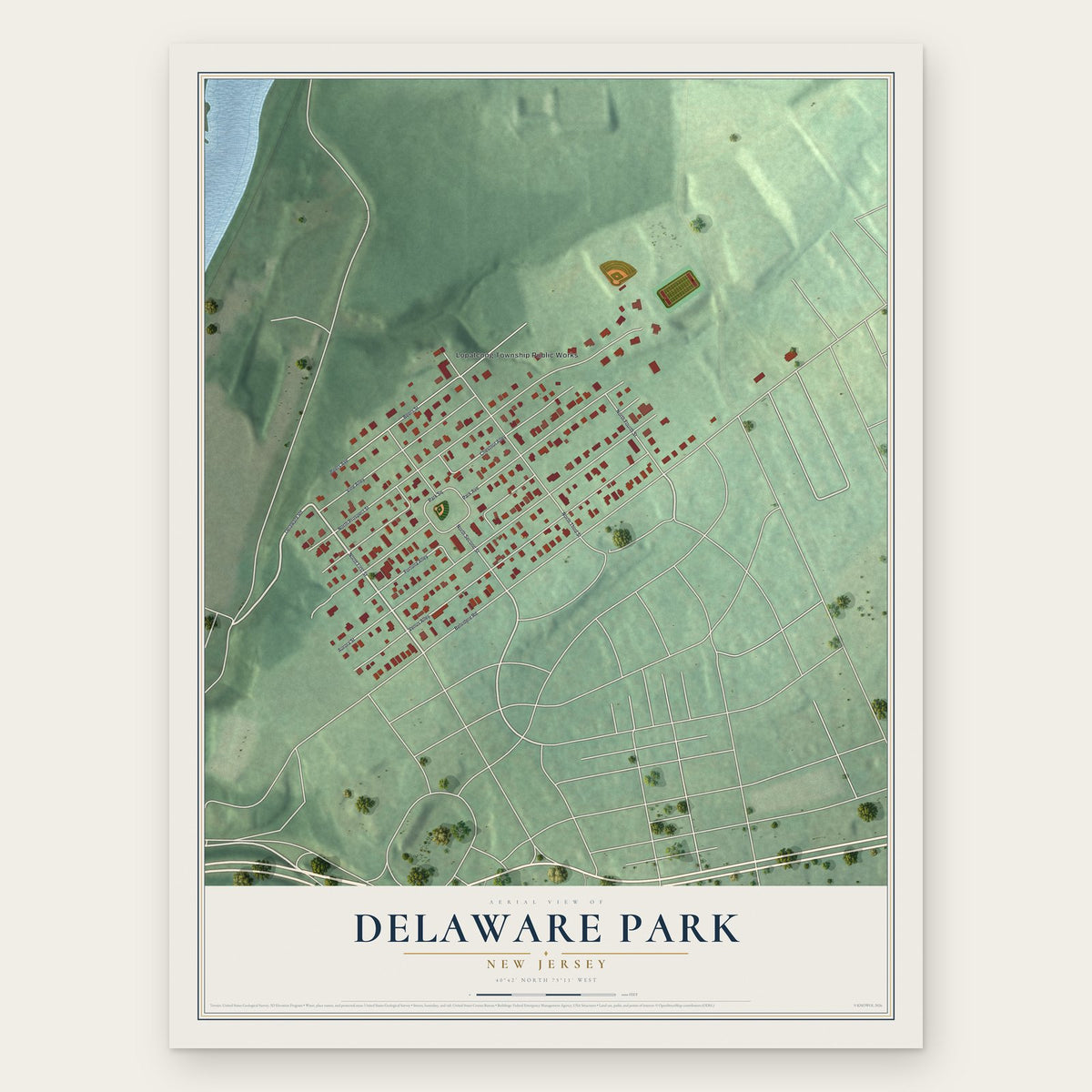 Delaware Park, New Jersey map print, the full design