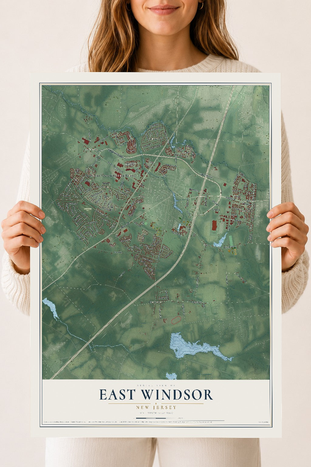 East Windsor, New Jersey map print, 18" x 24" Archival Matte Print mockup