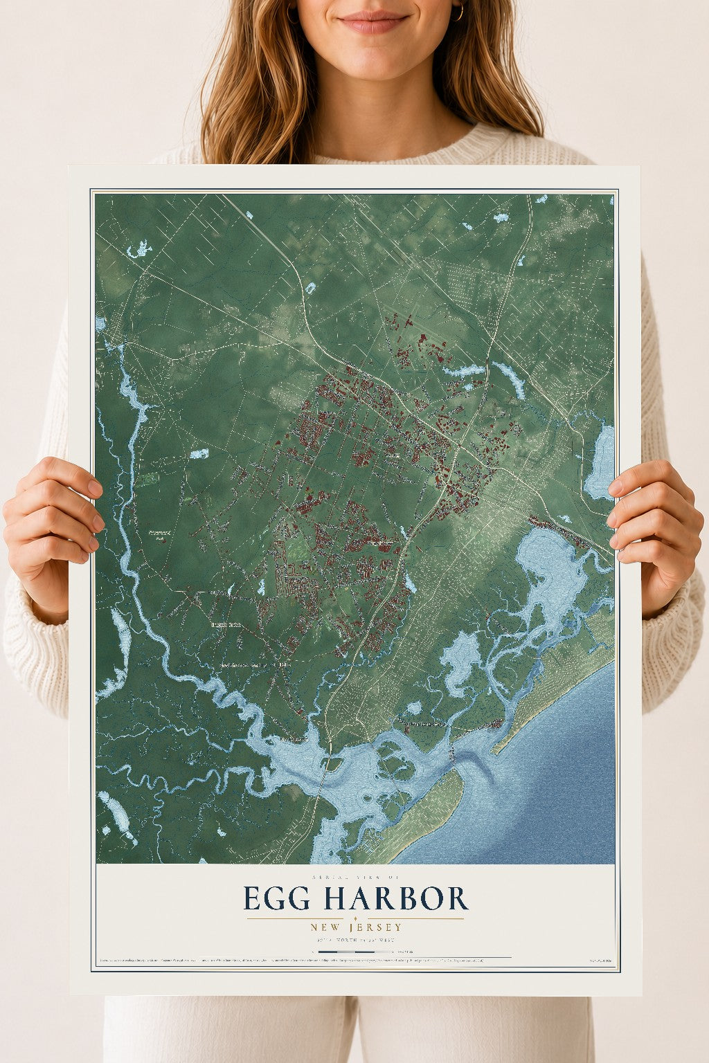 Egg Harbor, New Jersey map print, 18" x 24" Archival Matte Print mockup