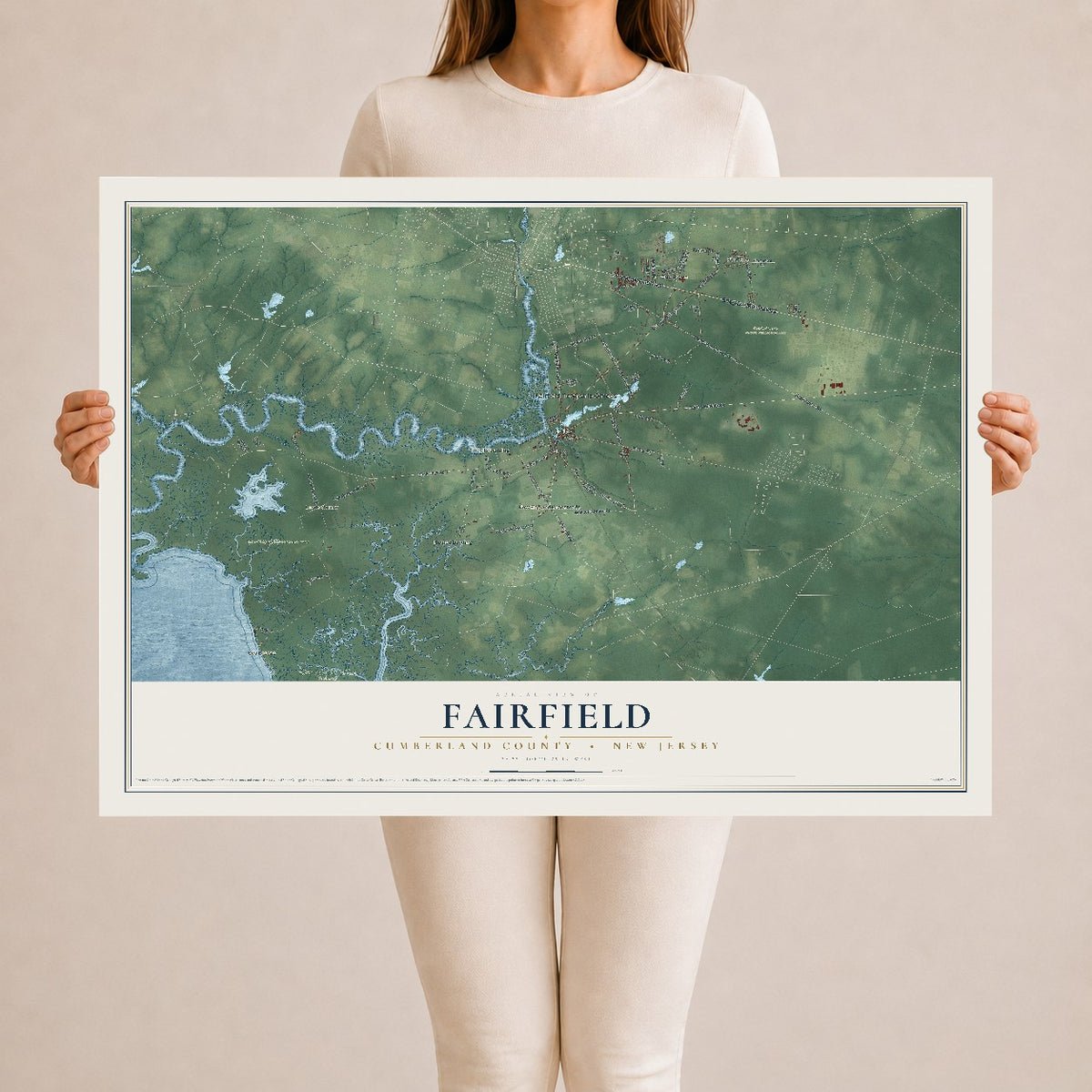 Fairfield, New Jersey map print, 24" x 36" Archival Matte Print mockup
