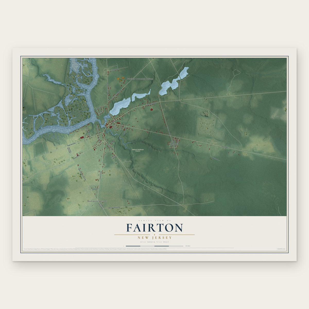 Fairton, New Jersey map print, the full design