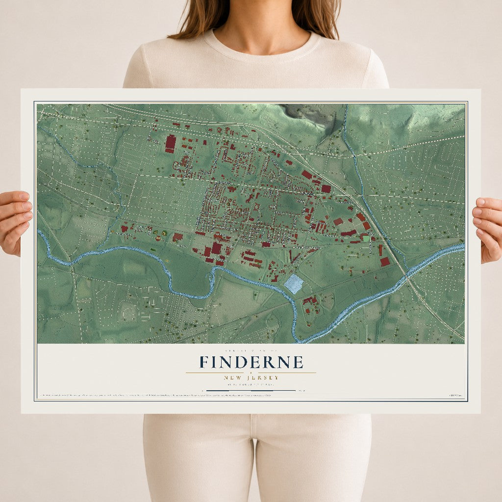 Finderne, New Jersey map print, 18" x 24" Archival Matte Print mockup