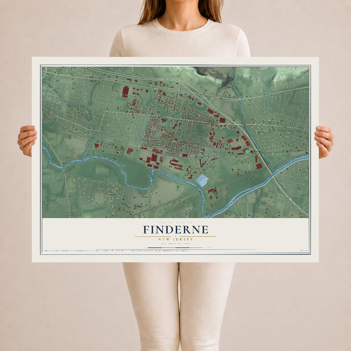 Finderne, New Jersey map print, 24" x 36" Archival Matte Print mockup