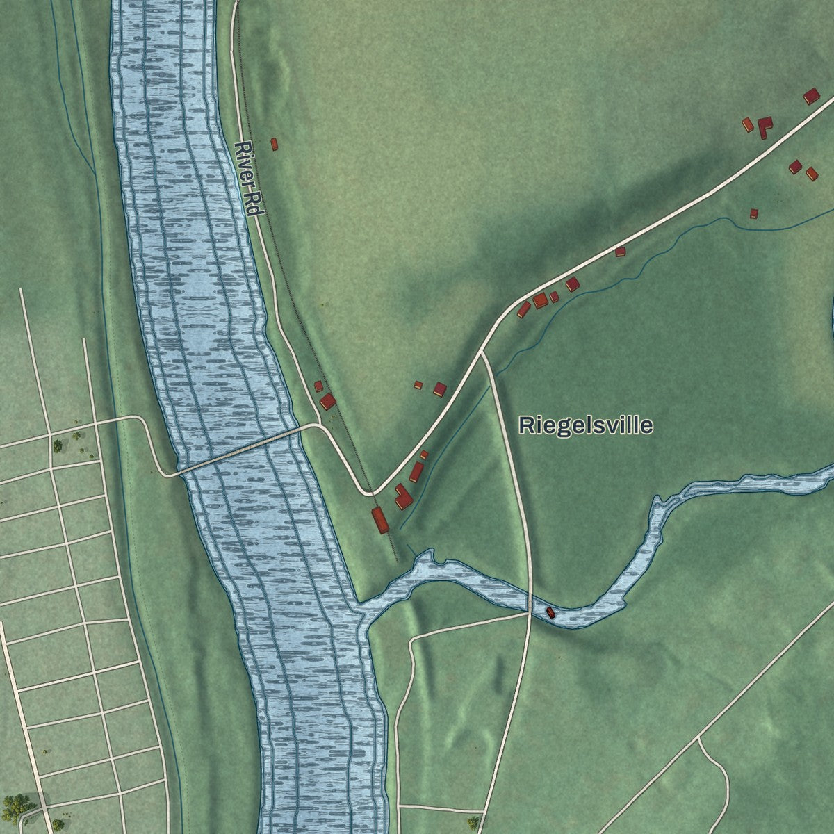 Close-up of the map of Finesville, New Jersey print showing street and building detail