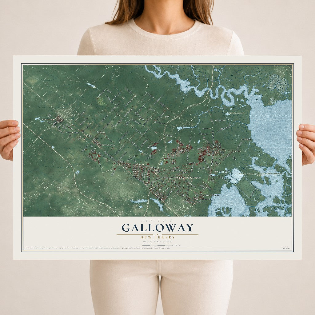 Galloway, New Jersey map print, 18" x 24" Archival Matte Print mockup