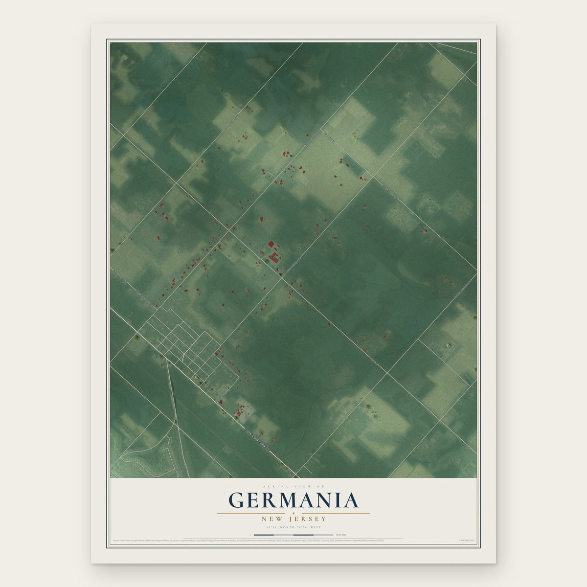 Germania, New Jersey map print, the full design