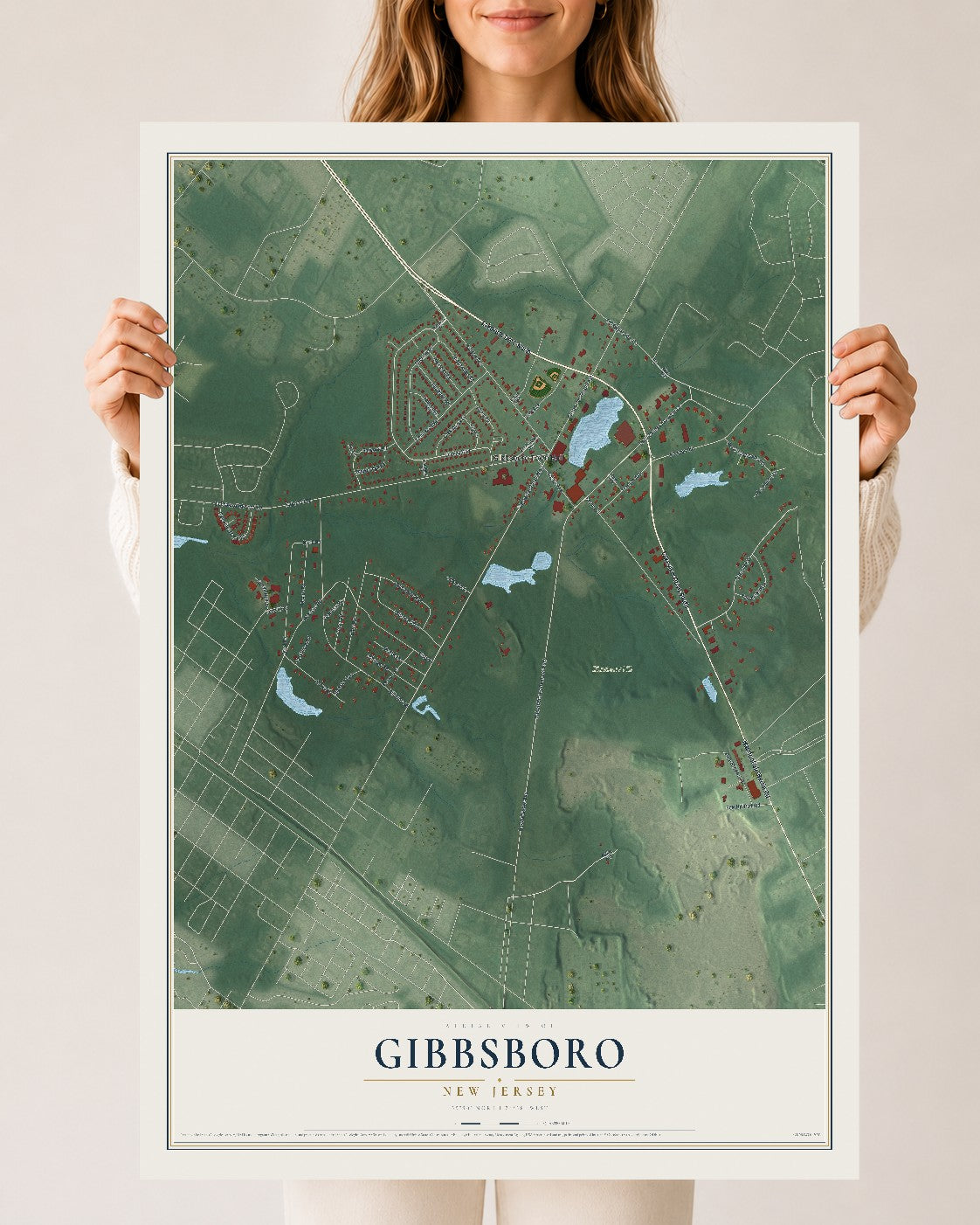 Gibbsboro, New Jersey map print, 24" x 36" Archival Matte Print mockup