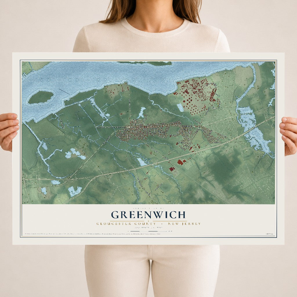 Greenwich, New Jersey map print, 18" x 24" Archival Matte Print mockup
