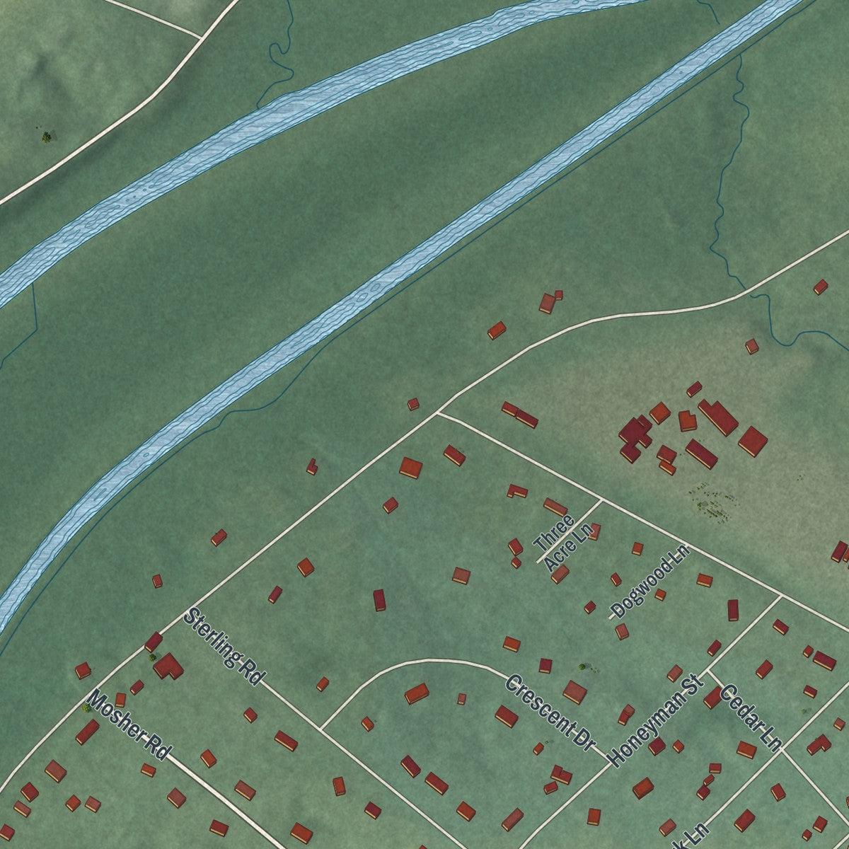 Close-up of the map of Griggstown, New Jersey print showing street and building detail