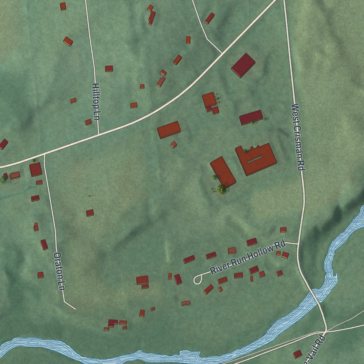 Close-up of the map of Hainesburg, New Jersey print showing street and building detail