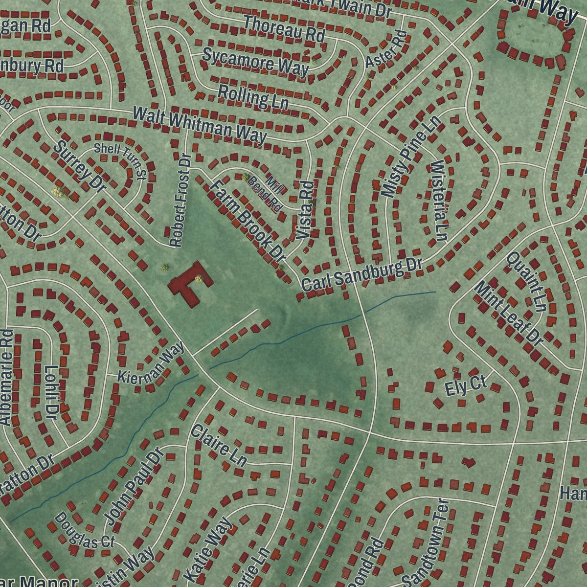 Close-up 1 of the Hamilton Square, New Jersey map artwork
