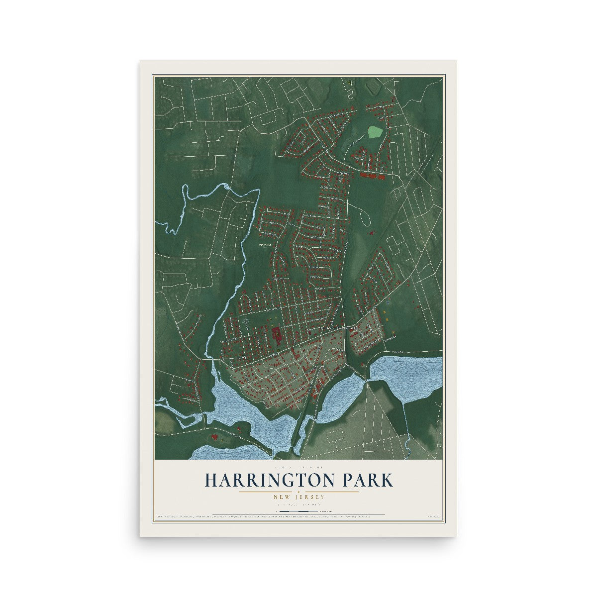 Harrington Park, New Jersey map print, 12" x 18" Archival Matte Print mockup